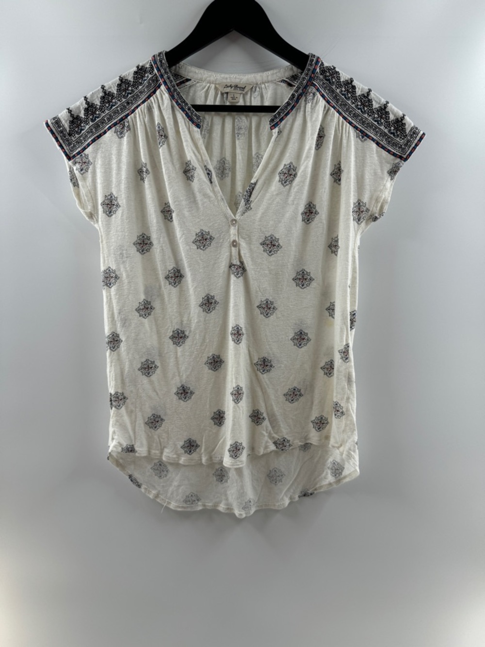 Lucky Brand Printed Short Sleeve Blouse – Women’s Large